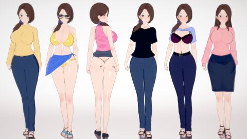 1girls 3d bikini body_writing female female_only human koikatsu kokujin_no_tenkousei_ni_ane_o_ntr-ru mori_kaede_(terasu_mc) motherly_cuckold multiple_persona multiple_poses netorare overman solo