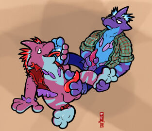 3_toes 4_fingers anthro arm_support balls blue_body blue_bottomwear blue_clothing blue_countershading blue_markings blue_pants bodily_fluids bottomless bottomless_male bottomwear clothed clothed_anthro clothed_male clothing countershading denim denim_clothing denim_jacket denim_topwear duo ear_piercing ear_ring electrical_hair electricity erection eyewear fan_character fangs feet fingers foot_fetish foot_grab foot_lick foot_play footjob furgonomics generation_8_pokemon genitals glasses hi_res horn jacket jacket_vest leather leather_strap legband licking low_key_toxtricity male male/male markings masturbation mostly_nude mostly_nude_male motion_lines nintendo open_bottomwear open_clothing open_pants open_shirt open_topwear pants pattern_clothing pattern_shirt pattern_topwear penis penis_between_toes penis_poking_out penis_through_fly piercing plaid plaid_clothing plaid_shirt plaid_topwear pokemon pokemon_(species) pseudo_hair purple_balls purple_body red_clothing red_jacket red_jacket_vest red_penis red_topwear red_vest ring_piercing rocko_(artist) saliva saliva_on_foot sex shiny_pokemon shirt signature simple_background sitting spikes spikes_(anatomy) spread_legs spreading straps tapering_penis teeth toes tongue tongue_out topwear topwear_only torn_sleeves toxtricity vest vest_only wearing_glasses