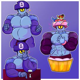 brawl_stars buff cocokun! darryl_(brawl_stars) male male_only muscular muscular_male pirate pirate_hat robot tagme