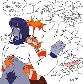 2d 2girls anxiety_(inside_out) blushing breasts cunnilingus_gesture ennui_(inside_out) female female_only gay_denial hairy_pussy half_naked inside_out inside_out_2 lesbian_denial long_nose no_background no_homo no_nose orange_hair orange_skin orientation_play partially_colored pointy_nose purple_body purple_eyes purple_hair purple_skin pussy rattavk red_eyes removing_clothing seductive_look stated_heterosexuality stated_sexuality striped_clothing stripes stripped stripping suggestive_gesture suggestive_look turquoise_eyes yuri