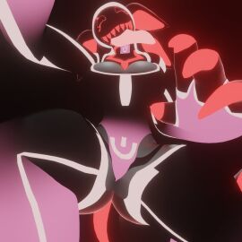 3d ass big_ass big_breasts big_hands breasts clothed derezz_(lusterblaze) female long_tongue looking_down lusterblaze pointy_ears robot robot_girl screen_face sharp_teeth tail thick_thighs tongue tongue_out