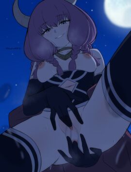 1girls absurdres anal_fingering anus ass aura_(sousou_no_frieren) bangs black_gloves black_legwear black_shirt black_thighhighs blue_eyes blush bodily_fluids braid breasts cape clothing clothing_cutout commentary demon_girl demon_horns dress elbow_gloves extremely_large_filesize female female_masturbation female_only female_pubic_hair fingering fingering_self frieren_beyond_journey's_end from_below full_moon genital_fluids gloves high_resolution highres horns kagironsfw large_breasts large_filesize legwear lewd long_hair looking_at_viewer low-braided_long_hair masturbation medium_breasts moon multiple_braids navel navel_cutout night night_sky nipples outdoors png portrait pubic_hair purple_hair pussy pussy_juice pussy_juice_trail shirt sky smile solo sousou_no_frieren spread_legs spread_pussy spread_vagina star_(sky) sweat thighhighs thighs tied_hair twin_braids twitter_username uncensored vagina vaginal_fluids vaginal_insertion vaginal_juices very_high_resolution viewed_from_below wet_pussy