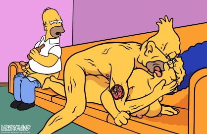 1girls 20th_century_fox 20th_century_studios 2boys abraham_simpson alcohol artist_name bald bald_male beer beer_bottle black_shoes blue_hair blue_pants breasts cheating cheating_wife closed_eyes clothed_male_nude_female clothed_male_nude_male clothing couch cuckold doggy_style elderly_male eyelashes father-in-law_and_daughter-in-law female french_kiss glasses grandpa hand_on_face hand_on_penis holding_beer_bottle homer_simpson human human_on_human indoors kissing lockandlewd looking_at_another lying_on_stomach male male/female mammal marge_simpson masturbation mature mature_female mature_male nipples nude nude_female nude_male older_male open_mouth pants pants_down penis penis_out sex shirt sitting straight straight_sex tattoo the_simpsons tongue white_shirt wrinkles yellow_skin