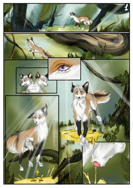 absurd_res animal_genitalia anthro bathing bathing_in_urine bodily_fluids canid canine clear_urine comic drinking drinking_urine feet feral foot_fetish foot_lick foot_play forest forest_background fox fur genital_fluids genitals grass hi_res licking licking_urine light light_beam looking_back looking_pleasured lying lying_in_urine male mammal nature nature_background on_back outside peeing plant puddle purple_eyes sheath solo stump sun sunbeam sunlight tan_body tongue tree urine urine_in_mouth urine_on_belly urine_on_chest urine_on_face urine_on_ground urine_on_self urine_pool urine_splash urine_splatter urine_stain urine_stream walking watersports wet wet_body wet_fur wet_paw white_body white_fur yellow_urine