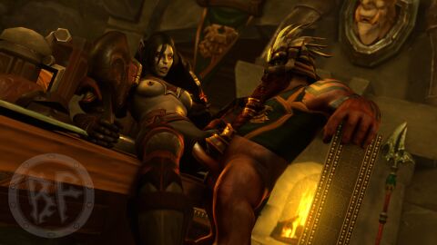 2024 3d artist_logo beard black_hair breasts brother_fuzzman brown_hair dwarf dwarf_(warcraft) dwarf_male female female_orc food grey_skin indoors light-skinned_male light_skin male male/female nipples orc orc_(warcraft) orc_female partially_clothed partially_nude pussy red_hair sex size_difference table tusks vaginal_penetration warcraft wildhammer_dwarf wildhammer_dwarf_male world_of_warcraft wow yellow_eyes