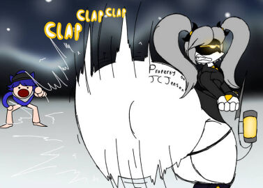 1girls actualbeef ass ass_clapping ass_focus ass_jiggle ass_shake big_ass big_butt bottomless female female_only glitch_productions huge_ass hyper hyper_ass j_(murder_drones) large_ass large_butt murder_drones robot robot_girl robot_humanoid twerk twerking white_hair yellow_eyes