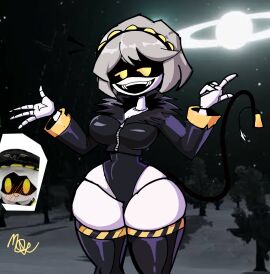 1boy 1girls female female_only glitch_productions grey_hair male monam murder_drones n_(murder_drones) plushie robot robot_girl robot_humanoid robot_joints screen_face self_upload smile tagme text_bubble v_(murder_drones) visor yellow_eyes