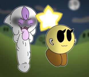 1boy 1girls airpods ball_with_hyper_features balls big_dom_small_sub black_eyes boo_(mario) breastless casual casual_nudity eyelashes fang female floating ghost guyspermo_(itisspermo) heart_eyes horny horny_male huge_cock imminent_rape imminent_sex itisspermo large_penis male mario_(series) mario_and_luigi_(series) nintendo nude penis small_but_hung small_dom smile spermo_(itisspermo) starlow testicles unaware waddling_head yellow_skin