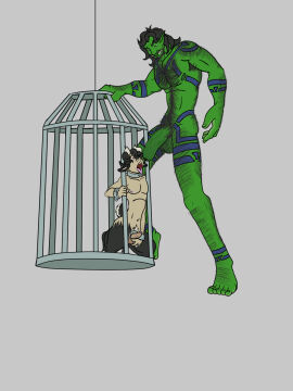 accessory armpit_hair balls beard big_penis birdcage black_body black_fur black_hair bodily_fluids body_hair bracelet cage caged chest_hair cock_ring collar deety digitigrade drooling duo erection facial_hair foreskin fur furrowed_brow gay genitals green_body green_skin hair hairless_butt hairy_balls hairy_feet heart_eyes heart_symbol hi_res hooves horn humanoid humanoid_pointy_ears jewelry kneeling larger_male light-skinned_male light_skin male male/male male_only markings muscular muscular_humanoid muscular_male nipples open_mouth orc orc_male penis penis_accessory penis_jewelry penis_size_difference pink_nipples plantigrade pubes saliva satyr size_difference smaller_male standing tail tall through_bars tusks uncircumcised