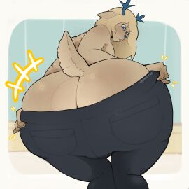 1girls alternate_version_available animal_ears animal_tail anthro ass ass_cleavage ass_focus big_ass black_pants blonde_hair blue_eyes bottomwear bottomwear_halfway_down carol_holiday deer deer_girl deer_tail deltarune deltarune_chapter_4 female female_only hair horns huge_ass large_ass long_hair looking_back mature mature_female mature_woman milf mother pants prisonsong03 putting_clothes_on solo solo_female tail textless textless_version tight_clothing undertale_(series)