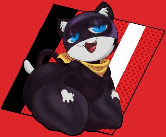 1boy 1femboy 2d anthro anthro_femboy ass atlus bandana bedroom_eyes belly big_ass big_ass_(male) big_butt big_hips big_thighs black_fur blue_eyes bottom_heavy bottom_heavy_femboy bottomwear cat_boy cat_ears cat_tail catboy clothing digital_media_(artwork) dipstick_tail domestic_cat fangs fat_ass felid feline femboy femboy_focus femboy_only front_view fur furry girly gloves_(marking) half-closed_eyes headgear hi_res huge_ass huge_butt huge_hips huge_thighs inner_ear_fluff kneeling legwear looking_at_viewer male male_only mammal markings masked megami_tensei megami_tensei_persona morgana_(persona) mostly_nude multicolored_body multicolored_fur open_mouth persona persona_5 red_background seductive simple_background slightly_chubby smile solo tail thick_ass thick_thighs thighhighs tongue trap vvvvvooooooo white_fur wide_hips