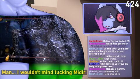 abby_(nicolaowo) absol anthro big_breasts big_penis breasts close_up english_text futanari huge_cock hyper intersex livestream nicolaowo penis pokemon pokemon_(species) pokémon_(species) text