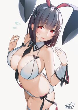 1girls armpits arms_up bare_arms bare_belly bare_chest bare_hands bare_hips bare_legs bare_midriff bare_navel bare_shoulders bare_skin bare_thighs belly belly_button bikini bikini_bottom bikini_only bikini_top black-haired_female black_bunny_ears black_hair black_hair_ribbon black_necktie black_ribbon blush blush_face blush_lines blushed_face blushing_at_viewer blushing_face blushing_female breasts bunny_ears busty busty_female cleavage collar collarbone dot_nose elbows embarrassed_exposed_female embarrassed_expression embarrassed_female exposed exposed_arms exposed_belly exposed_legs exposed_midriff exposed_shoulders exposed_thighs eyebrows_visible_through_hair female female_focus female_only fingernails fingers hair_between_eyes hair_ribbon hands_up head_tilt high_resolution highres iltusa large_breasts lean_figure legs light-skined_female light-skinned_female light_skin lips long_hair looking_at_viewer narrow_waist navel necktie nervous nervous_face nervous_female nervous_sweat open_mouth original original_art original_artwork original_character parted_lips red-eyed_female red_eyes ribbon shoulders shy side-tie_bikini simple_background slender_body slender_waist slim_female slim_waist solo standing string_bikini sweat sweatdrop sweating sweaty sweaty_body sweaty_breasts sweaty_legs sweaty_thighs swimsuit swimwear thick_thighs thighband thighs thin_waist tilted_head upper_body v-line white_background white_bikini white_bikini_bottom white_bikini_only white_bikini_top white_collar white_string_bikini white_swimsuit white_swimwear wrist_cuffs