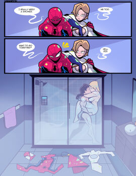 1boy 1girls alien alien_girl alien_humanoid alien_look_like_human ass big_breasts bottom_heavy breasts crossover curvaceous curvy curvy_figure dc dc_comics dc_vs._marvel digital_media_(artwork) earth_2 english_text female female_focus hero heroine hips hourglass_figure huge_ass huge_breasts humanoid instant_loss_2koma justice_society_of_america kara_zor-el karen_starr large_breasts legs light-skinned_female light-skinned_male light_skin lips male male/female marvel marvel_comics peter_parker power_girl sex slim_waist spider-man spider-man_(series) straight superhero superheroine superman_(series) text vadarts wide_hips