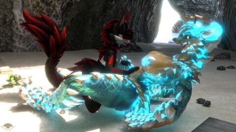 3d_(artwork) 4k 9:16 absurd_res anthro areola ass big_breasts blender_(artwork) breasts canid canid_demon canine capcom demon detailed_background digital_media_(artwork) duo eyeliner fanged_wyvern female freckled_arms freckled_breasts freckled_butt freckled_chest freckled_face freckled_legs freckled_shoulders freckled_thighs freckles from_front_position hand_on_belly hand_on_hip hellhound hi_res highlights_(coloring) hound_(hound_helldan) hound_helldan hug huge_breasts huge_filesize hybrid kinktober makeup male male/female mammal markings monster_hunter mythological_canine mythological_creature mythology nipples novabeast penetration red_eyeliner red_eyes red_highlights sex tail vaginal_penetration watermark zinogre zinogre_(apekweit)