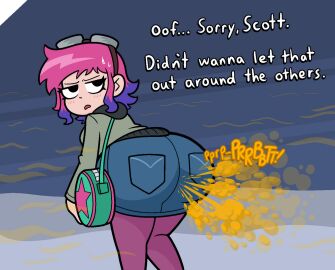 1girls ass bent_over big_ass english_text fart fart_cloud fart_fetish female jean_shorts pov ramona_flowers scott_pilgrim sorollos
