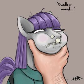 1:1 absurd_res bodily_fluids bubble cheek_bulge cum cum_bubble duo equid equine female feral friendship_is_magic genital_fluids hand_on_face hasbro herculesart hi_res horse human male male/female mammal maud_pie_(mlp) my_little_pony pony pubes puffed_cheeks