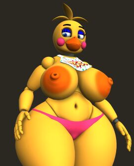 1girls 3d animatronic beak big_breasts bird breasts chicken exhibitionism female five_nights_at_freddy's five_nights_at_freddy's_2 furry furry_female robot robot_girl runaboo_chica seductive seductive_eyes seductive_look solo solo_female toy_chica_(fnaf)