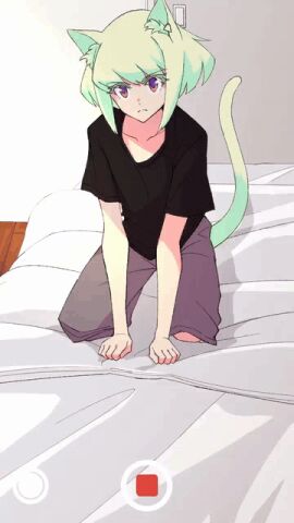 1boy androgynous animated bob_cut cat_ears cat_tail catboy femboy femboy_only lio_fotia male nipples on_bed oversized_clothes oversized_shirt petite petite_body petite_male pov promare sfw short_hair slim slim_male slim_waist twink