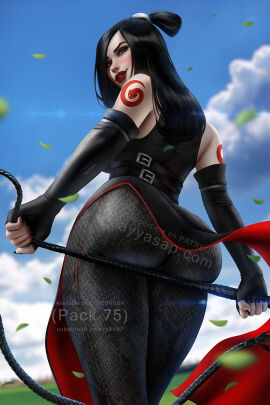 1girls ass avatar_legends avatar_the_last_airbender ayyasap black_clothing black_hair bubble_ass bubble_butt deviantart deviantart_link fat_ass female female_focus female_only goth_girl gothic june_(avatar) light-skinned_female light_skin long_hair mature mature_female milf nickelodeon nonbender outdoors pale-skinned_female pale_skin red_tattoo solo solo_female solo_focus tattoo whip