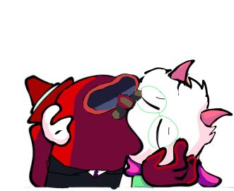 1boy 1femboy ambiguous_gender among_us background closed_eyes clothed clothes clothing crewmate_(among_us) deltarune disembodied_hand disembodied_hands eyebrows eyes fingers fur furry furry_male glasses green_glasses hand_on_face hand_on_head hi_res high_resolution highres horn horns innersloth kiss kissing male meme_reference pink_horn pink_horns purple_tie ralsei ralsei_(deltarune) ralsei_with_white_fur simple_background tie traffic_cone white_background white_fur