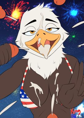 2024 4th_of_july absurd_res accipitrid accipitriform ahe_gao anthro avian bald_eagle bird bodily_fluids breasts brown_body brown_feathers bukkake cleavage clothed clothing cum cum_in_mouth cum_inside cum_on_breasts cum_on_face eagle feathers female fireworks gangbang genital_fluids genitals gesture group group_sex hand_gesture handjob hi_res holidays kingdorkster looking_pleasured male male/female multicolored_body multicolored_feathers nipple_outline open_mouth open_smile penile penis sea_eagle sex smile tongue tongue_out two-tone_body two-tone_feathers v_sign white_body white_feathers yellow_eyes