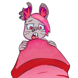 alpha_channel anthro causticutie duo ear_piercing extreme_size_difference facial_piercing female hair inner_ear_fluff licking male male/female mammal murid murine nose_piercing penile penis penis_worship piercing pink_hair protruding_teeth rodent simple_background size_difference tongue transparent_background tuft