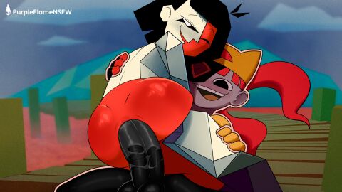 1futa 1girls anal anal_juice anal_penetration anal_sex anus artist_name ass ass_juice balls black_eyes black_hair chimor_mythology dream_bbq ena ena_(dream_bbq) ena_(series) female female_on_futa female_on_top female_penetrated futa_with_female futanari huge_penis intersex interspecies joel_g latin_american_mythology multicolored_body mythology naked naked_female newgrounds nude nude_female penetration penis peruvian_mythology purpleflamensfw red_hair red_skin sex short-haired_female short_hair smile smiling south_american_mythology taski_maiden_(ena) testicles thick_penis white_skin yellow_eyes