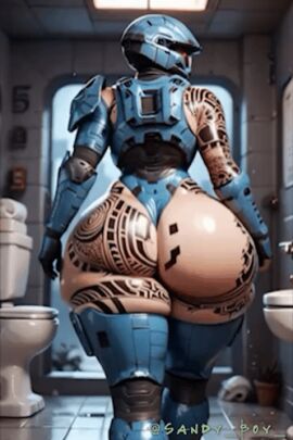 1boy 3d 3d_animation ai_generated animated halo_(series) huge_ass original_character sandy_boy_(artist) spartan_(halo) walking