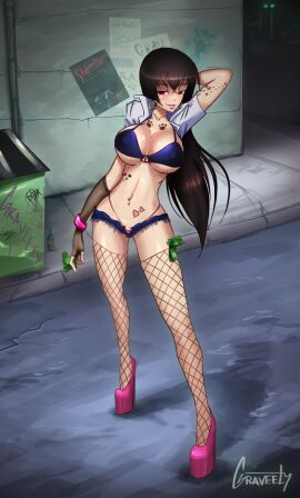 alley arm_glove bangs bra bracelet brown_eyes city city_background cleavage dark_hair dumpster earrings enticing female female_only fishnet fishnet_legwear fishnet_stockings fishnets glove gloved_hand heart heart_tattoo high_heels hooker long_hair long_ponytail microskirt money money_in_hand offering_sex paw_tattoo platform_heels platform_high_heels ponytail prostitute prostitute_clothes prostitution revealing_clothes seductive seductive_look sex_work sex_worker shorts skimpy_clothes smirk smirking star_tattoo stockings street street_hooker tattoo tattoos thighhighs thong torn_shorts voluptuous_female