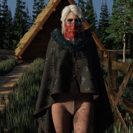 3d assmodeusbonds bondage captured captured_heroine cd_projekt_red ciri female filthy freckles gagged green_eyes light-skinned_female light_skin looking_at_viewer mascara pubic_hair pussy scar solo tattoo the_witcher_(series) the_witcher_3:_wild_hunt veil white_hair