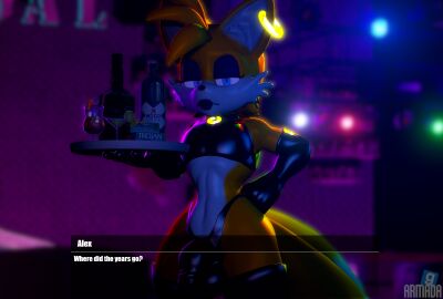 3d alcohol anthro armada_(artist) beverage blurred_background bulge canid canine clothing condom_box dialogue digital_media_(artwork) ear_piercing ear_ring ears_up eyelashes femboy feminine_tails fox garry's_mod girly gloves handwear hi_res humanoid jewelry legwear lips makeup male mammal necklace piercing platter ring_piercing sega shirt sissy solo sonic_(series) sonic_the_hedgehog_(series) strip_club tails tails_the_fox thick_lips thigh_highs topwear
