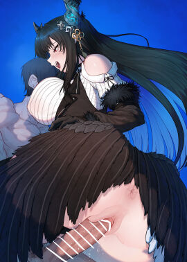 1boy 1girls alternate_version_at_source anus apoidea black_hair censor_bar censored censored_penis demon demon_girl demon_horns female hololive hololive_english hololive_english_-advent- light-skinned_female light-skinned_male light_skin male mole mole_under_eye nerissa_ravencroft penis pussy red_eyes sex straight tassel_hair_ornament vagina vaginal vaginal_penetration vaginal_sex very_long_hair virtual_youtuber