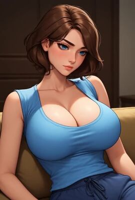 1girls ai_generated animated bare_shoulders big_breasts blue_eyes bouncing_breasts breast_expansion breasts brown_hair cleavage clothed clothes clothing expansion eyebrows eyelashes female female_only frame_by_frame growth huge_breasts human human_only ilya_efimov jiggle large_breasts looking_at_viewer mp4 no_sound pants shirt short_hair short_playtime shorter_than_10_seconds shorter_than_30_seconds shorter_than_one_minute sitting sleeveless sleeveless_shirt smooth_animation solo solo_female stable_diffusion sweatpants tagme tanktop top_heavy video voluptuous voluptuous_female