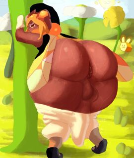 1boy adawndraws amber_sugar_cookie ass asshole balls big_ass big_balls big_cock big_penis big_testicles big_thighs brown_body brown_eyes brown_skin cookie cookie_run cookie_run_kingdom femboy flowers genital_outline genitals gloves huge_ass huge_balls huge_cock huge_testicles huge_thighs male orange_hair pants_down partially_clothed penis solo solo_male sweat sweating sweaty_ass sweaty_body sweaty_butt tagme testicles voluptuous