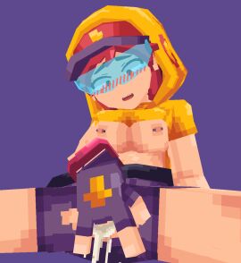 3d_animation animated blush brawl_stars cum cum_in_pussy female female_masturbation female_only fingering gif masturbation max_(brawl_stars) mc-zbm minecraft nipple_piercing nipples pierced_nipples piercing piercings pleasure_face pussy red_hair solo_female streetwear_max supercell torn_clothes torn_shorts