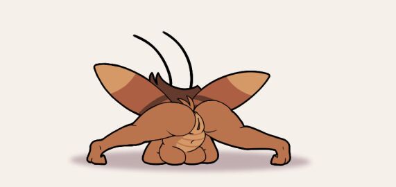 2022 2_toes antennae_(anatomy) anus arthropod ass ass_up blattodea breasts brown_body brown_hair cockroach cockroach_humanoid digital_media_(artwork) feet female hair hi_res imbynova insect_wings insects jack-o'_pose lewdnova medium_breasts navel nude pose rachie_(imbynova) rear_view shadow simple_background tail thick_thighs toes white_background wings