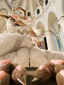 bandage blender_(artwork) blender_cycles blind blindfold bloodborne digital_media_(artwork) disability feet female fromsoftware fur furry genitals hi_res mereo paws pussy solo sony_corporation sony_interactive_entertainment vicar_amelia vulva