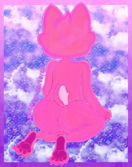 absurd_res anthro breasts canid canine canis cheemzyarts digital_media_(artwork) domestic_dog english_text female genitals hi_res huge_filesize im_cheemzy liz_(cheemzy_arts) mammal nude_anthro pink_body shiba_inu slightly_chubby slightly_chubby_female smile solo spitz standing text