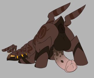 absurd_res animal_genitalia animal_penis anus arthropod big_penis bodily_fluids brown_body casualredjerk equine_genitalia equine_penis eyewear feral gay gay_anal gay_male generation_5_pokemon genitals glasses hi_res homosexual homosexual_male huge_cock male markings nervous nervous_sweat nintendo penis pokemon pokemon_(species) puffy_anus scolipede simple_background solo solo_focus sweat tzushima_(casualredjerk) wearing_glasses yellow_eyes