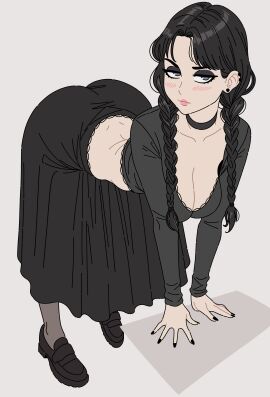1girls ass bedroom_eyes bent_over big_ass big_breasts black_hair black_nails breasts choker cleavage female female_only full_body goth goth_girl gothic gothic_girl jenna_ortega large_breasts long_skirt makeup piercings seductive skirt solo solo_female the_addams_family twin_braids twintails wednesday_(netflix) wednesday_addams yoradav young young_female