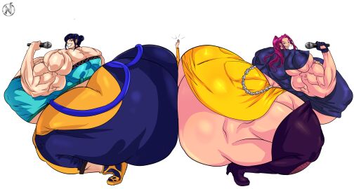 2d arm_up artist_logo asian asian_american asian_female black_hair braided_bun commission commissioner_upload crushing dark_pink_hair demons deviantart_link ear_ring fringe_locks gloves gold_eyes grinning grinning_at_viewer high_heels huge_ass huge_breasts huge_nipples huntrix kpop_demon_hunters makeup micro_bangs microphone mira_(kpop_demon_hunters) muscular muscular_arms muscular_ass muscular_back muscular_female muscular_legs muscular_thighs nadoarts necklace netflix piercings purple_hair rumi_(kpop_demon_hunters) shapeshift shapeshifter shoes silver_chain singer smothering smothering_ass sony_pictures_animation squatting squatting_female thick_thighs twintails veins yellow_eyes zoey_(kpop_demon_hunters)