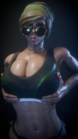 1girls 3d blonde_hair breast_implants breasts busty fake_breasts female female_focus female_only hourglass_figure muscular rainbow_six rainbow_six_siege solo solo_female tagme tattoo udon_noodle3d valkyrie_(rainbow_six) wide_hips