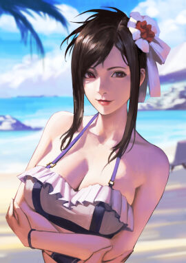1girls breasts female female_only final_fantasy final_fantasy_vii final_fantasy_vii_rebirth final_fantasy_vii_remake phamoz solo swimsuit tifa_lockhart tifa_lockhart_(shining_spirit) zomayuan