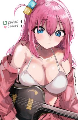 1girls 2d absurd_res absurdres ahoge antenna_hair bare_chest bare_midriff bare_shoulders bare_skin belly bikini bikini_top blue-eyed_female blue_eyes blush blush_face blush_lines blushed_face blushing_at_viewer blushing_face blushing_female bocchi_the_rock! breasts busty busty_female busty_teenager cleavage coat collarbone color dot_nose electric_guitar embarrassed embarrassed_exposed_female embarrassed_expression embarrassed_female exposed_chest exposed_midriff exposed_shoulders exposed_skin eyebrows_visible_through_hair female female_only gotou_hitori guitar hair_between_eyes hair_ornament hair_ornaments high_resolution high_school_student highres jacket large_breasts light-skined_female light-skinned_female light_skin long_hair looking_at_viewer midriff non-nude off_shoulder open_coat open_jacket open_topwear open_track_jacket pale-skinned_female pale_skin pink-haired_female pink_coat pink_eyebrows pink_hair pink_jacket pink_topwear pink_track_jacket pink_track_suit shiny_breasts shiny_hair shiny_skin shoulders simple_background smooth_skin solo string_bikini sunya_(honorin-yuunibo) swimsuit swimwear teenage_female teenager topwear track_jacket track_suit upper_body white_background white_bikini white_bikini_top white_string_bikini white_swimsuit white_swimwear