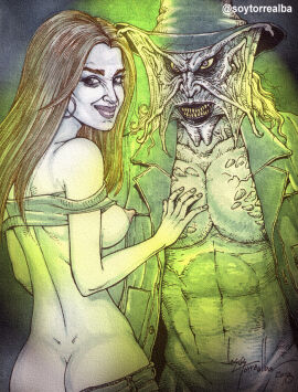 1boy 1girls actress areola ass ass_cleavage ass_crack big_ass big_breasts big_butt breasts breasts_out brown_eyes brown_hair butt_crack celebrity denim denim_bottomwear denim_jeans dimples_of_venus earring earrings erect_nipples exposed_breasts female gina_phillips grey_scales grey_skin hand_on_chest hat hoop_earrings horror implied_relationship interspecies jeans jeepers_creepers jesustorrealba large_breasts light-skinned_female light_skin long_hair looking_at_viewer male monster nipples no_bra no_panties open_trenchcoat pale-skinned_female pale_skin pants_down partially_clothed partially_clothed_female partially_nude patricia_jenner real_person scales smile smiling smiling_at_viewer soytorrealba the_creeper_(jeepers_creepers) torpedo_breasts trenchcoat tube_top tubetop