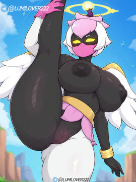 ai_generated angel brawl_stars breasts female lily_(brawl_stars) lumilover222 nipples pussy thighs vertical_splits