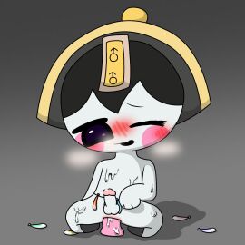 anal anal_sex anthro asian_mythology ass bodily_fluids chinese_mythology chinese_text digital_media_(artwork) east_asian_mythology erection genital_fluids genitals hi_res jiangshi male male/male mythology nude penetration penis solo text undead