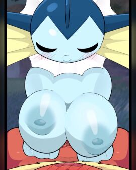 2d_animation animated areola big_breasts blue_areola blue_nipples breast_play breasts duo eeveelution female flareon generation_1_pokemon hi_res male male/female nintendo nipples pokemon pokemon_(species) sateco sex short_playtime sound tagme titjob vaporeon video