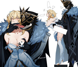 1boy arm_grab bare_shoulders blonde_hair blush bondage breasts capitano_(genshin_impact) censored eriimyon female flower genshin_impact grabbing_another's_breast grabbing_from_behind groping hair_between_eyes hair_flower hair_ornament heart heart_censor highres licking licking_another's_cheek licking_another's_face long_tongue lumine_(genshin_impact) male medium_breasts molestation sex short_hair short_hair_with_long_locks sidelocks straight tongue tongue_out white_flower yellow_eyes